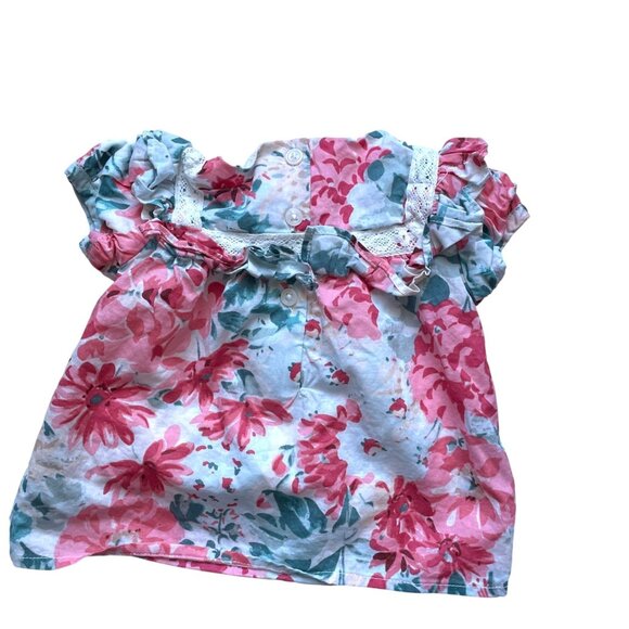 Janie & Jack 4-Piece Baby Girl Summer Clothes Bundle: Floral Tops & Navy Tee - Picture 5 of 14